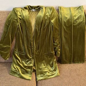 Two piece velvet suit.